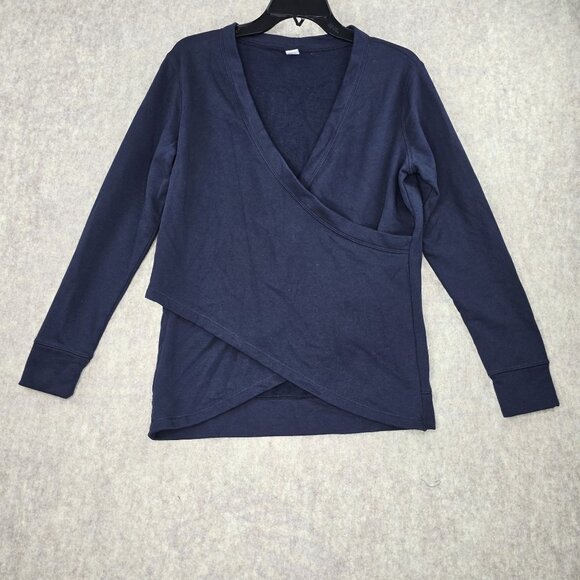 Old Navy Active Navy Blue Asymmetrical Long Sleeve Top Womens Small Cotton Blend - Picture 1 of 5